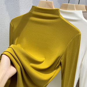Maglia a Collo Alto in Modal per <span class=keywords><strong>Donna</strong></span>, Autunno Inverno, Maniche Lunghe, Tinta Unita, Stile Elasticizzato con Fascia in Vita - Product Image 4