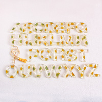 Porte-clés scintillant à 26 lettres avec accents frangés, pendentif en résine en forme de goutte, tendance