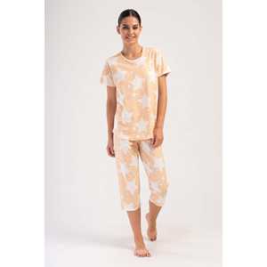 Traje de dormir capri ovalado de manga corta con cuello redondo para mujer - Product Image 4