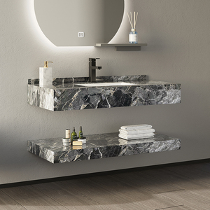 Bassin en marbre à Surface solide suspendue, <span class=keywords><strong>meuble</strong></span> de salle de bain rectangulaire en céramique à 2 couches à prix compétitif - Product Image 1