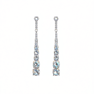 Pendientes de cristal de oro blanco con diseño de gota larga y tachuelas brillantes para mujer, joyería de moda - Product Image 1