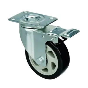 Nhà Máy Trực Tiếp Công Nghiệp Xoay Castor Nhà Cung Cấp 3/4/5 Inch Ruedas Giratorias Đen PVC Rotary 3 Inch Công Nghiệp Caster Bánh Xe