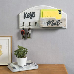 Vendita calda <span class=keywords><strong>in</strong></span> <span class=keywords><strong>legno</strong></span> bianco mensola montata a <span class=keywords><strong>parete</strong></span> per posta organizzatore portachiavi - Product Image 2