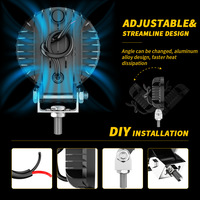 Phare de travail LED rond de 4 pouces à faisceau hybride, feu antibrouillard, phare auxiliaire en aluminium pour SUV et camion tout-terrain
