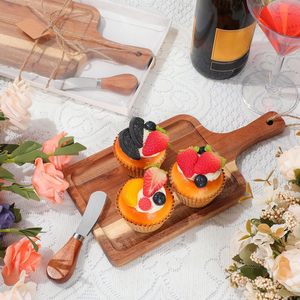 Wooden Cutting <b>Board</b> With Handle Acacia Wood Pizza Serving <b>Board</b> Rectangle Solid Wood Dessert <b>Cake</b> Plate - Product Image 1