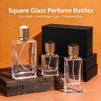 Flacons de parfum carrés de luxe en verre vides, couleur personnalisable, 30ml 50ml 100ml avec tête de pulvérisation et boîte d'emballage