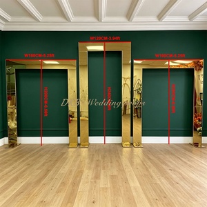 DKB <b>Gold</b> Adjustable Outdoor Wedding <b>Gold</b> Metal Wedding Arch Mirror Frame Decorative <b>Backdrop</b> for Party and Wedding Decoration - Product Image 2