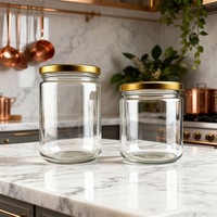Factory Wholesale Price 500ml 400ml Cylinder Clear High Whiteness Glass Jam Jars with Screw Lid Food Grade