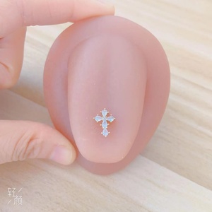 Anneau de langue Gaby 14G, design cœur, lapin, chat, croix, barre de langue en acier inoxydable, piercing corporel, bijoux de piercing, vente en gros - Product Image 4