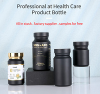Bouteilles capsules noires personnalisées : vides, avec texte imprimé, contenants pour poudre libre pour pilules/comprimés