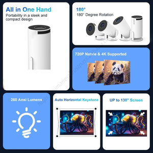 โปรเจคเตอร์ขนาดเล็ก HY300 Pro HY320 สมาร์ทแอนดรอยด์ วิดีโอโปรเจคเตอร์ บีมเมอร์ 4K พกพา รุ่น Hy300 ขายส่ง MOQ ต่ำ - Product Image 5