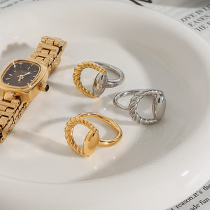 Stainless Steel Threaded Horseshoe Buckle <b>Open</b> <b>Ring</b> Unisex Fashion Jewelry Gift - Product Image 2