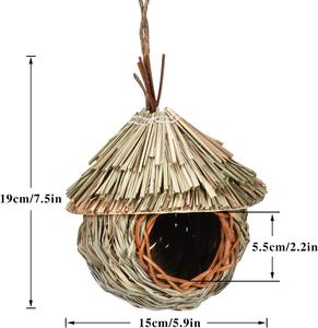 Tessuto a mano appeso uccelli case per la nidificazione di erba naturale nido di uccelli per il giardino - Product Image 6