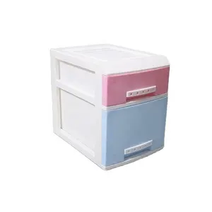 Office and Bedroom Desk Accessory Sorter Candy Color Double Layer Plastic Mini Chest of Drawers