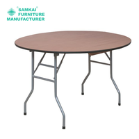 Table pliante de banquet ronde de luxe SK-ZDZ-F002 de 48 pouces avec finition en bois massif pour mariages et événements