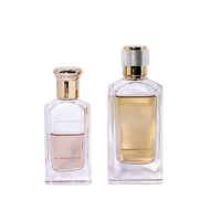 Vente en gros d'usine personnalisée, flacon de parfum carré de luxe de 100 ml rechargeable avec bouchon chromé doré