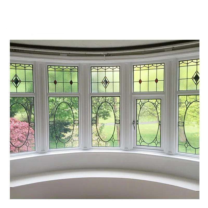 Factory Direct Sale Special Etched Glass Windows Aluminum Clad Wood Beveled Glass Window