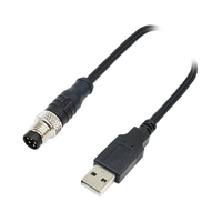 Kabel Otomotif M8 5P B Code Male IP67 Berbahan Kuningan dengan Pelindung TPU ke Konektor USB Tipe A Male