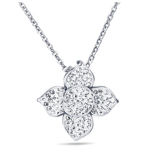 Collier en acier inoxydable floral avec diamant, 30 mm, taille brillant ronde, pour usage quotidien, bijoux pour femmes - Product Image 1