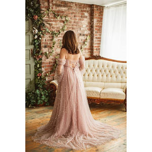 Vestido <span class=keywords><strong>de</strong></span> Maternidad <span class=keywords><strong>de</strong></span> Tul con Perlas <span class=keywords><strong>de</strong></span> Lujo para Sesión <span class=keywords><strong>de</strong></span> Fotos, Invitada <span class=keywords><strong>de</strong></span> <span class=keywords><strong>Boda</strong></span>, Frente Abierto, Mangas Desmontables, Vestidos para Mujeres <span class=keywords><strong>Embarazadas</strong></span> - Product Image 2