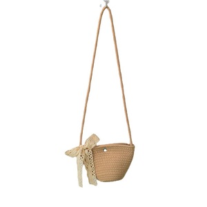 Bolso tipo cubo, bolso bandolera de algodón tejido con paja, bolso de hombro, bolso versátil para mujer, bolso de playa, forma de corazón simple, mini y - Product Image 5