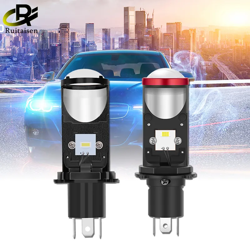 Kit de conversión de bombilla de coche, lámpara LED H4 de 12V-24V, 40W, Mini lente de proyector, 6000K, Faro de haz alto/bajo