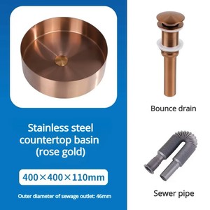 Pia de Banheiro Redonda de Aço Inoxidável 304 de Alta Qualidade Personalizada para Hotel, Cuba Única, Sem Torneira - Product Image 5