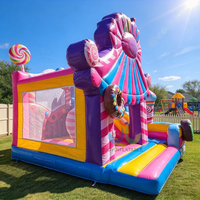 Château gonflable combiné Donut Sweet Candy Land avec toboggan pour location commerciale en extérieur lors de festivals