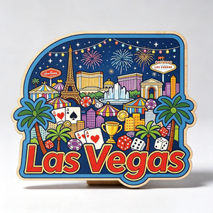 Imán de Madera para Refrigerador con Diseño de Palmera de Casino de Las Vegas, Recuerdo de Viaje con Impresión del Monumento de la Ciudad de Nevada, Decoración para Refrigerador, Regalo de Madera - Product Image 1
