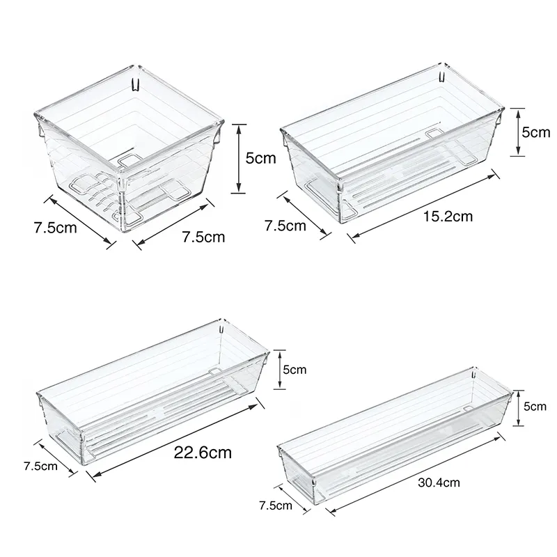 14 Pcs Plastic Storage Bins Multipurpose Drawer Divider Tray Set Clear Desk Drawer Organizer Trays