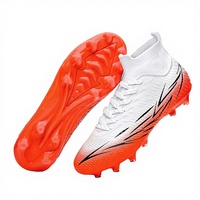 Chaussures de football personnalisées à crampons longs FG, antidérapantes, avec support de cheville, tige en PU, semelle extérieure en TPU pour hommes et femmes