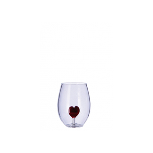 Calice da vino rosso con design a cuore rosso 3D, bicchiere senza stelo per occasioni romantiche - Product Image 1