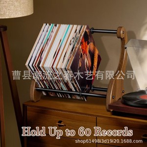 Retro wooden <b>record</b> rack, adjustable wooden <b>record</b> holder, album box, <b>record</b> desktop display <b>stand</b> - Product Image 4