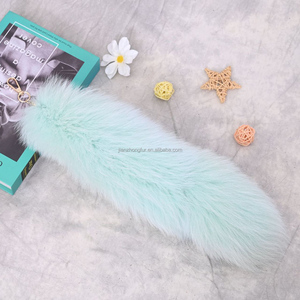 Llavero de piel de cola de zorro Real esponjoso y accesorio de decoración para niñas - Product Image 2