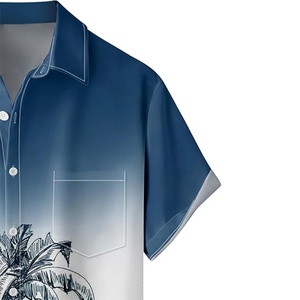 Camisas Hawaianas para Hombre con Logotipo Personalizado, Transpirables, ODM, Cuello Mao, Estampadas, Holgadas, de Manga Corta, para Playa, Resort, Casuales - Product Image 3