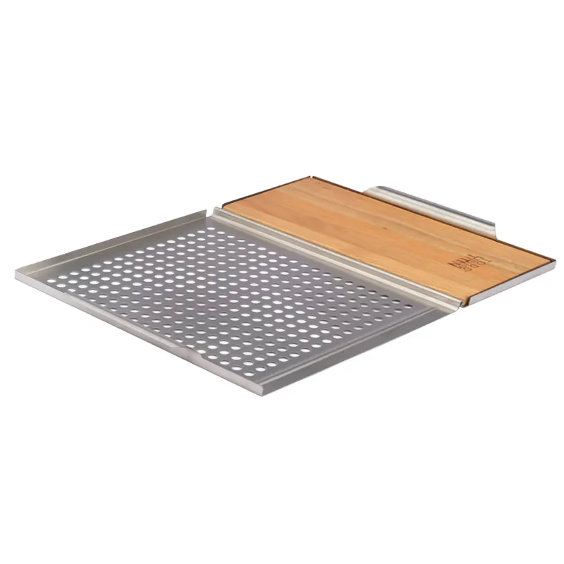 Stainless steel BBQ plank saver bbq grill pan with oak wood plank