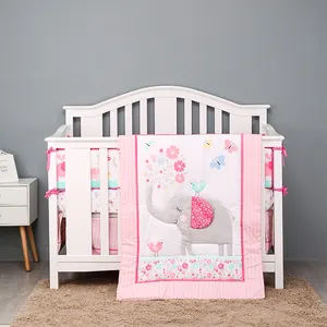 Selling new born baby girl crib girl bedding set 100% polyester nicro fiber brushed fabric OEM small moq