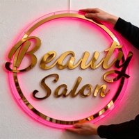Enseigne rétroéclairée personnalisée, logo 3D, enseignes rondes, enseigne pour salon de beauté, spa, enseigne au néon, enseignes lumineuses, enseigne en acrylique, enseigne murale avec logo