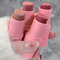 Vente en gros de crème blush en stick rose en forme de cœur, label privé, fini mat velours, pigmenté, teinte pour les lèvres et les joues, maquillage multi-usages, en vrac