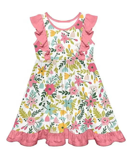 summer floral fashion children clothes popular factory wholesale girls summer dresses