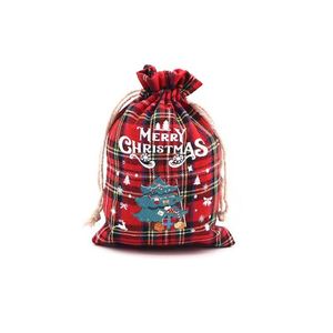 Bolsa de Regalo Navideña de Algodón a Cuadros con Cordón, Bolsa de Embalaje para Regalos de Navidad, Juego de Bolsas de Regalo Navideñas 2025 - Product Image 1