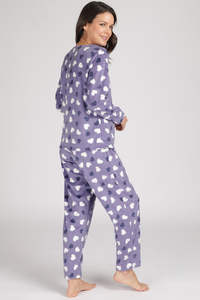 Pijamas de Felpa para Mujer, Estilo <span class=keywords><strong>Polar</strong></span>, Manga Larga, Estampado de Corazón, para Otoño y Primavera, Proveedor Directo de Fábrica - Product Image 2