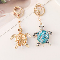 Porte-clés tortue Série Océan avec strass, breloque animale mignonne, pour clés de voiture, pendentif de sac, petit cadeau pour femmes et filles