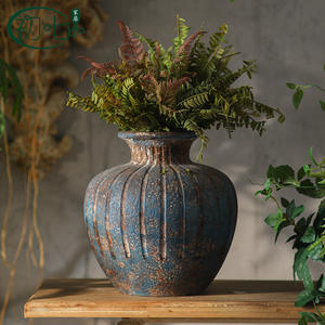 Jarrón de cerámica estilo antiguo marroquí, hecho a mano, maceta decorativa para el hogar y jardín, diseño bohemio - Product Image 1