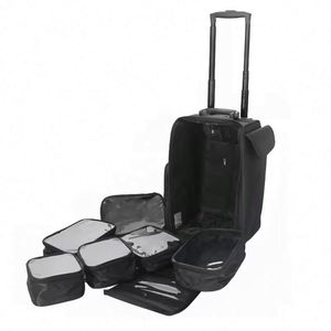Free Sample Large professional rolling wheel <b>makeup</b> trolley <b>case</b> soft sides customize oxford manicure <b>makeup</b> bag black for - Product Image 5