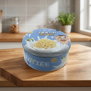 Custom Printed 168x76mm Large Round <b>Metal</b> Tin <b>Box</b> Food Grade Biscuit Cookies Packaging Tinplate Can Container with Lid - Product Image 1