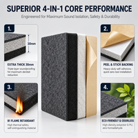 Panel Dinding Kedap Suara Ramah Lingkungan 3-in-1, Papan Peredam Poliuretan 30mm NRC 0.8 untuk Isolasi Suara Pintu Home Theater KTV