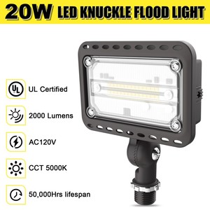 ไฟสปอร์ตไลท์ LED แบบติดตั้งบนข้อต่อ UL Listed 20W 2000 ลูเมนส์ IP65 กันน้ำ สำหรับภายนอกบ้าน สวน สนามหญ้า โคมไฟรักษาความปลอดภัย สินค้าในสหรัฐอเมริกา - Product Image 5