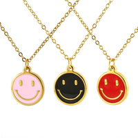 Lincy Acier Inoxydable Vente Chaude Sourire Collier Multi Couleur Pièce Pendentif Émail Sourire Visage Charme Collier
