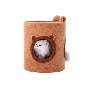Lit pour chat Domo-kun, rond, en forme de costume d'ours de dessin animé, pour petits chats, rembourrage en fibres, lavable à la main - Product Image 3